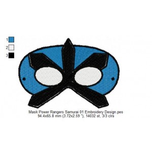 Mask Power Rangers Samurai 01 Embroidery Design
